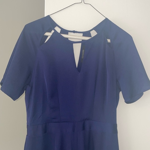 NWOT 19 Cooper evening romper jumpsuit silky blue with cutouts size xs - Picture 2 of 4